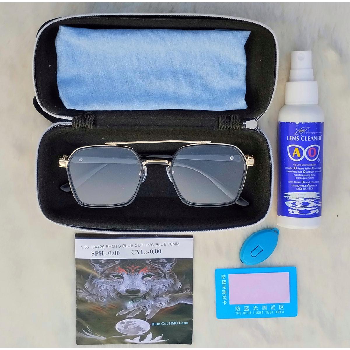 Picture of Double Bridge 2 IN 1 Photosun Bluecut Anti-reflective Blue lighting and radiation proof UV 400 Squire shape sun glass for man