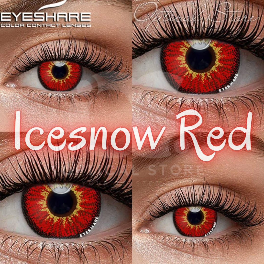 Picture of Cosplay Icesnow RED Color Contact Lenses With regular kit Box for men & wonmen.Halloween Anime Eye Makeup Cosmetic Contact Lens. Halloween Cosplay Contact Lens. #icesnow.RED