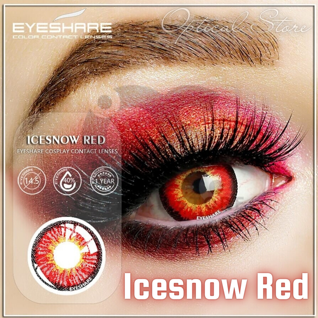 Picture of Cosplay Icesnow RED Color Contact Lenses With regular kit Box for men & wonmen.Halloween Anime Eye Makeup Cosmetic Contact Lens. Halloween Cosplay Contact Lens. #icesnow.RED