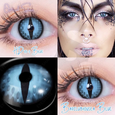 Picture of New Halloween Exclusive HD45-3 Barclubhousea Blue Color Contact Lenses With Regular Kit Box for  men & women. 1 pair Hd45-3 Barclubhousea Blue Color Contact lens For Halloween party,Cosplay &Costumes. Halloween Contact Lens. #hd45-3