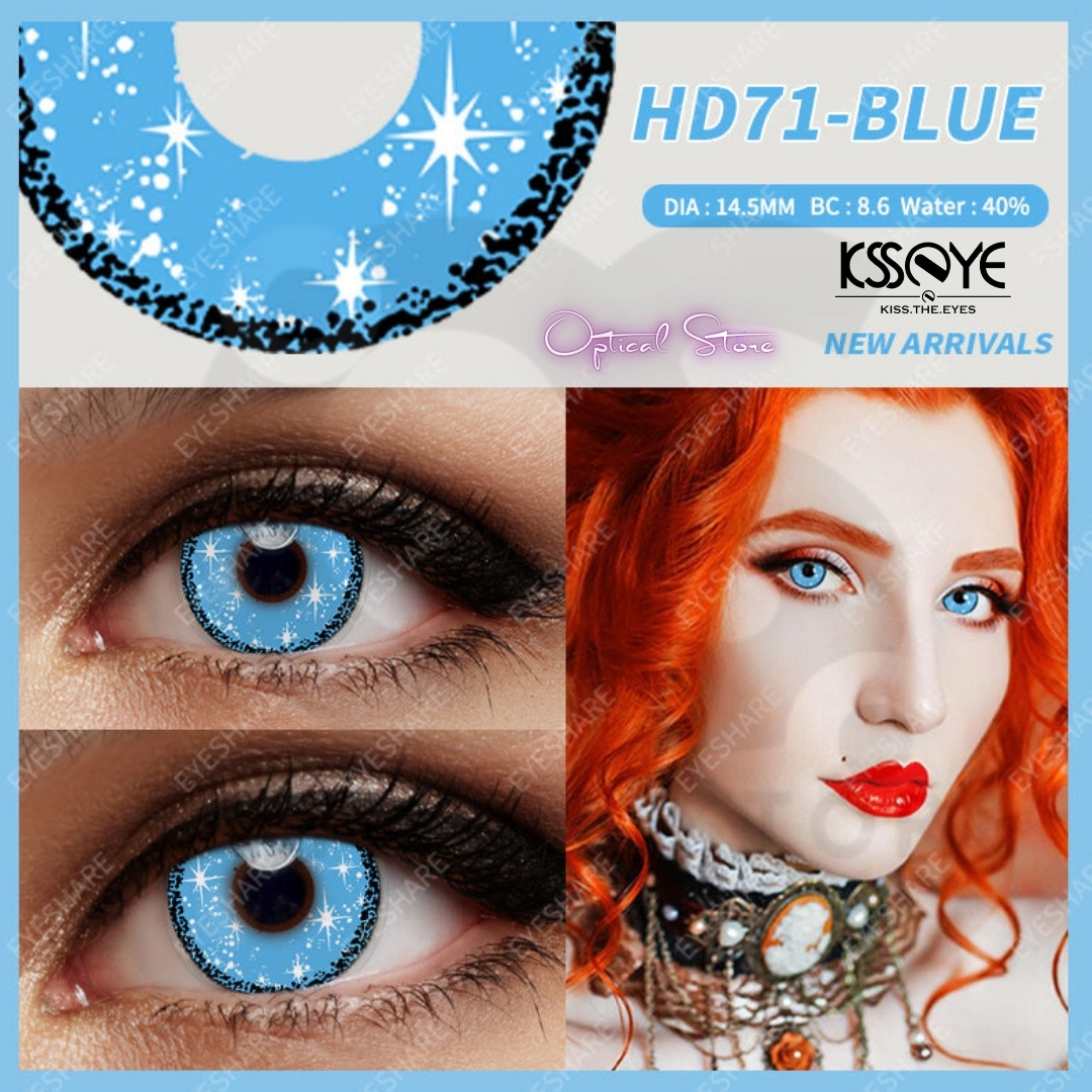 Picture of Cosplay HD71 Blue Color Contact Lenses With Regular Kit Box for men & women. 1 pair HD71 Blue Color Contact lens For Halloween party,Cosplay & Anime Costumes. Halloween Contact Lens. #hd71.blue
