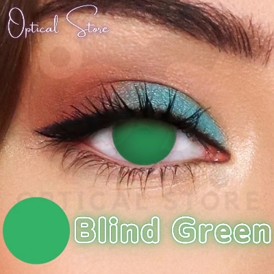 Picture of Cosplay Blind Green Color Contact Lenses with Regular Kit Box. 1 Pair Blind Green Color Contact lens For Halloween Party,Cosplay,Anime and Costumes. Halloween Contact Lens. #blind.green