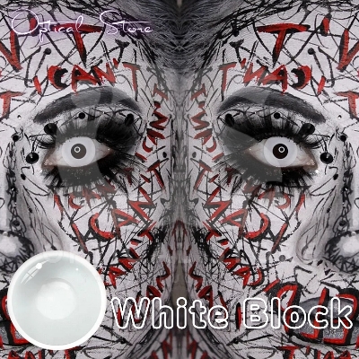 Picture of Halloween White Block/Pure White Color Contact Lenses With Regular kit Box For Men & Women. 1pair White Block/Pure White Color Contact Lens For Halloween Party,Cosplay,Anime and Costumes.  Halloween Contact Lens. #white.block