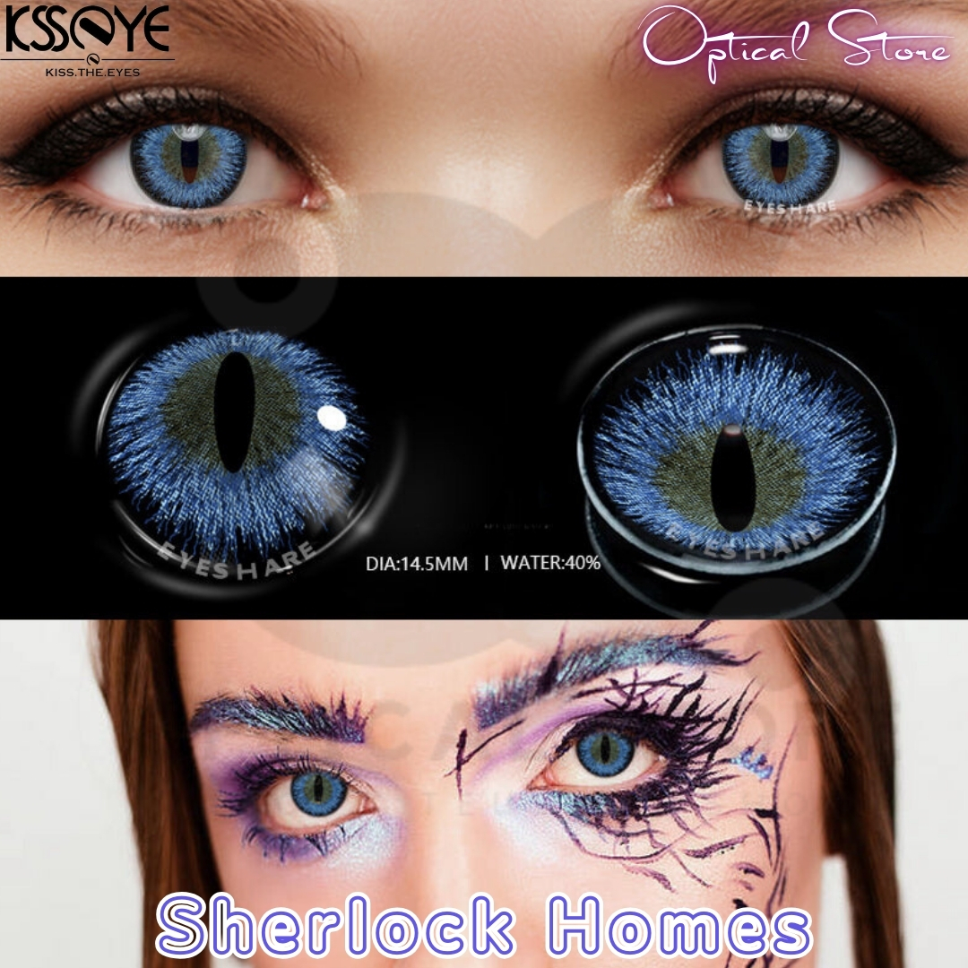 Picture of Halloween Exclusive Cosplay HSherlock Homes/ Dinossaur Blue Color Contact Lens with regular Kit box For Men & women. 1pair Sherlock Homes Halloween Contact Lens for halloween party,cosplay,anime and costumes. Hallwoeen Contact lens. #Sherlock.homes