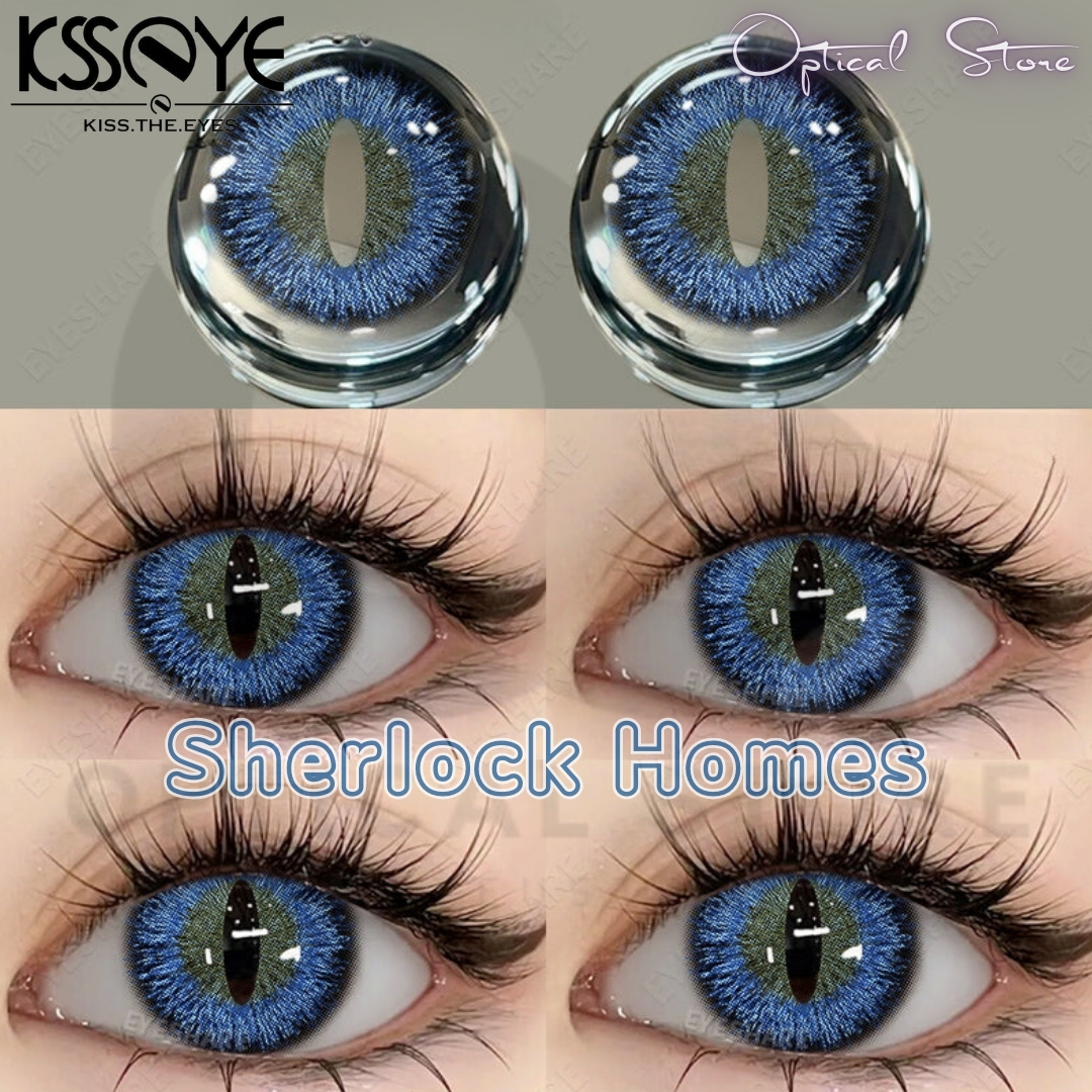 Picture of Halloween Exclusive Cosplay HSherlock Homes/ Dinossaur Blue Color Contact Lens with regular Kit box For Men & women. 1pair Sherlock Homes Halloween Contact Lens for halloween party,cosplay,anime and costumes. Hallwoeen Contact lens. #Sherlock.homes