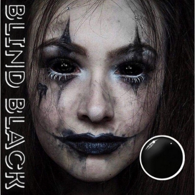 Picture of Halloween Exclusive Blind Black/Black Out Color Contact Lens with regular Kit box For Men & women. 1pair Blind black Halloween Contact Lens for halloween party,cosplay,anime and costumes. Hallwoeen Contact lens. #blind.black