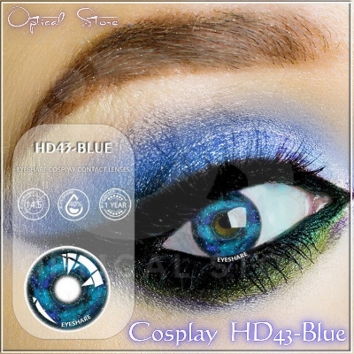Picture of Halloween Exclusive Cosplay Hd43 Blue Color Contact Lens with regular Kit box For Men & women. 1pair Hd43 Blue Halloween Contact Lens for halloween party,cosplay,anime and costumes. Hallwoeen Contact lens. #hd43.blue
