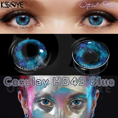Picture of Halloween Exclusive Cosplay Hd43 Blue Color Contact Lens with regular Kit box For Men & women. 1pair Hd43 Blue Halloween Contact Lens for halloween party,cosplay,anime and costumes. Hallwoeen Contact lens. #hd43.blue