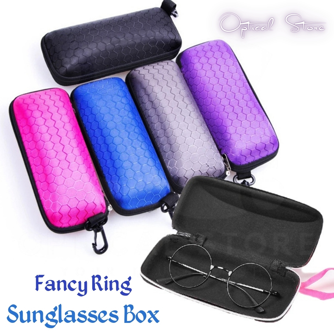 Picture of Fancy Ring Style Compression Resistant Waterproof Eyeglass Protector Spectacle Box With Lanyard Zipper EVA Fabric honeycomb Surface Women Men Sunglasses #fancy.ring