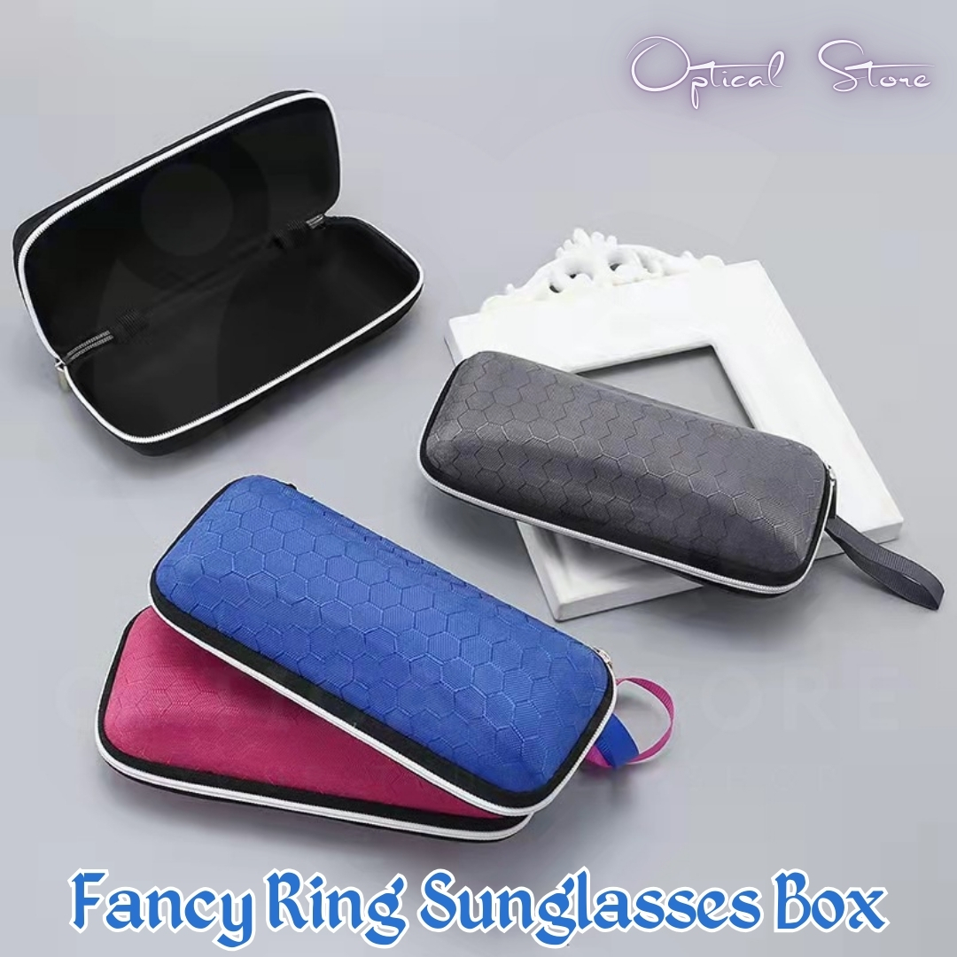 Picture of Fancy Ring Style Compression Resistant Waterproof Eyeglass Protector Spectacle Box With Lanyard Zipper EVA Fabric honeycomb Surface Women Men Sunglasses #fancy.ring