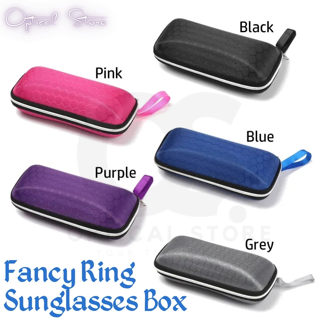 Picture of Fancy Ring Style Compression Resistant Waterproof Eyeglass Protector Spectacle Box With Lanyard Zipper EVA Fabric honeycomb Surface Women Men Sunglasses #fancy.ring