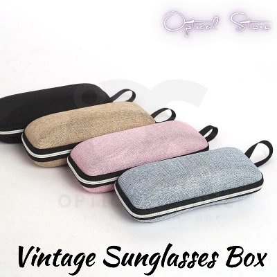 Picture of Vintage Lanyard Sunglasses Box Glasses Zipper Eyewear Case Portable Eyeglasses Container Protective Hard Shell Storage Organizer Sunglasses Case #vintage