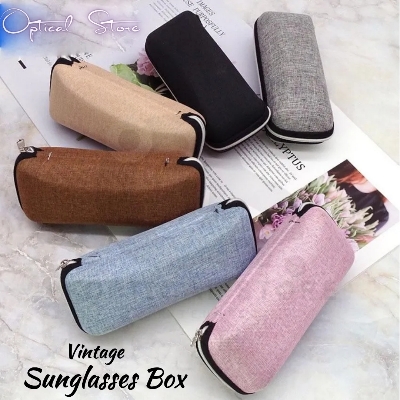 Picture of Vintage Lanyard Sunglasses Box Glasses Zipper Eyewear Case Portable Eyeglasses Container Protective Hard Shell Storage Organizer Sunglasses Case #vintage