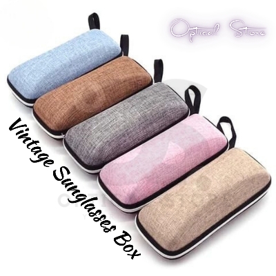 Picture of Vintage Lanyard Sunglasses Box Glasses Zipper Eyewear Case Portable Eyeglasses Container Protective Hard Shell Storage Organizer Sunglasses Case #vintage