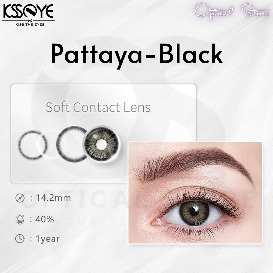 Picture of KSSEYE Pattaya Black Natural Color Contact lens with regular Kit box for men and women. Ksseye Pattaya Series. #pattaya.black