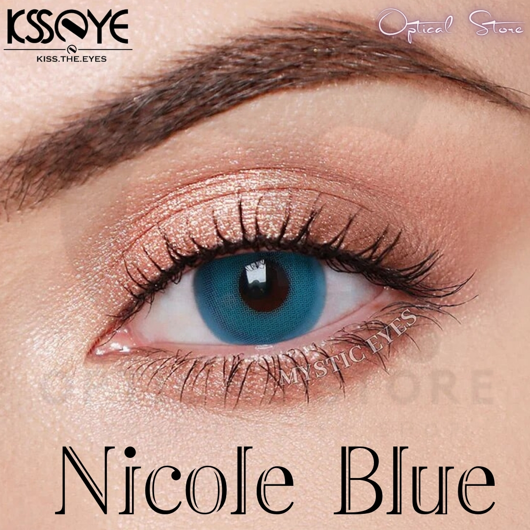 Picture of KSSEYE Nicole Blue Color Contact Lenses With regular kit box for men & women.1pair Nicole Blue Color Contact lens Ksseye Nicole Series. #nicole.blue