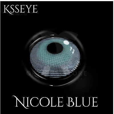 Picture of KSSEYE Nicole Blue Color Contact Lenses With regular kit box for men & women.1pair Nicole Blue Color Contact lens Ksseye Nicole Series. #nicole.blue