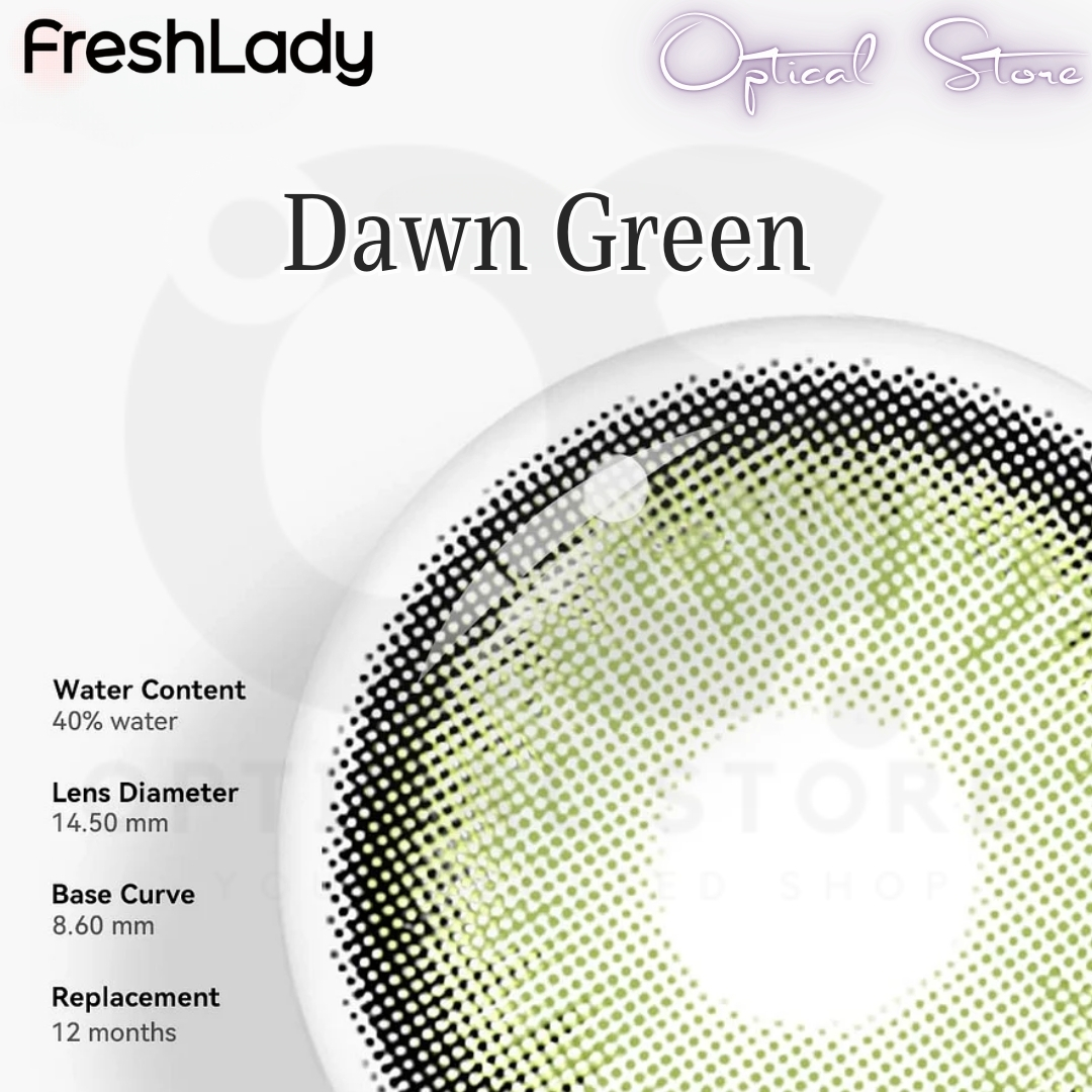 Picture of Freshlady Dawn Green Color Contact Lenses with Regular Kit Box  for men & women. 1pair Dawn Green Color Contact Lens. Freshlady Dawn Green. #dawn.green