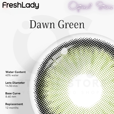 Picture of Freshlady Dawn Green Color Contact Lenses with Regular Kit Box  for men & women. 1pair Dawn Green Color Contact Lens. Freshlady Dawn Green. #dawn.green