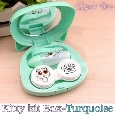 Picture of New Kitty Cat High Quality Shield Contact Lens Case With Mirror. 1pcs Kitty Cat Contact Lenses Container for All type of contact lens for travel and outdorr. Kitty Cat Travel Kit Box. #kitty.cat