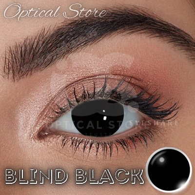 Picture of Cosplay Blind Black Color Contact Lenses With Regular Kit Box.For Men & Women.1pair Blind Black Halloween,Cosplay Party And Anime Costume. Halloween Contact Lens. #blind.black