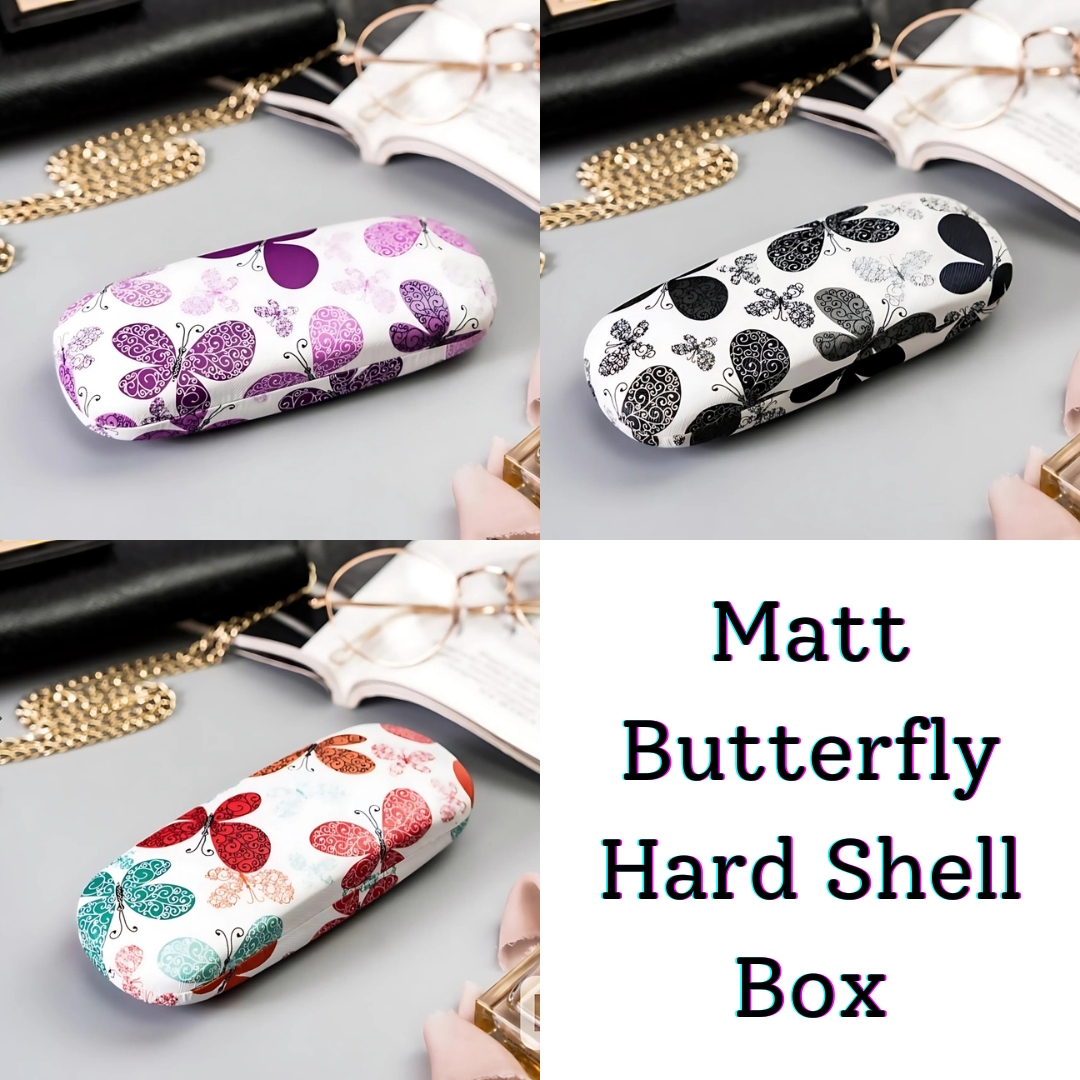 Picture of Glossy/Matt Butterfly Design Hard Shell Eyeglass Case, Protective Case for Glasses and Sunglasses #glossy