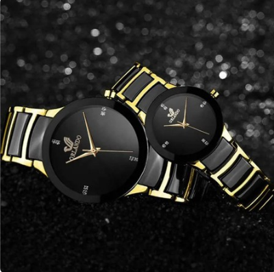 Picture of New Collection Stainless Steel chain Couple gold & black watch with box - Watch For Women and man