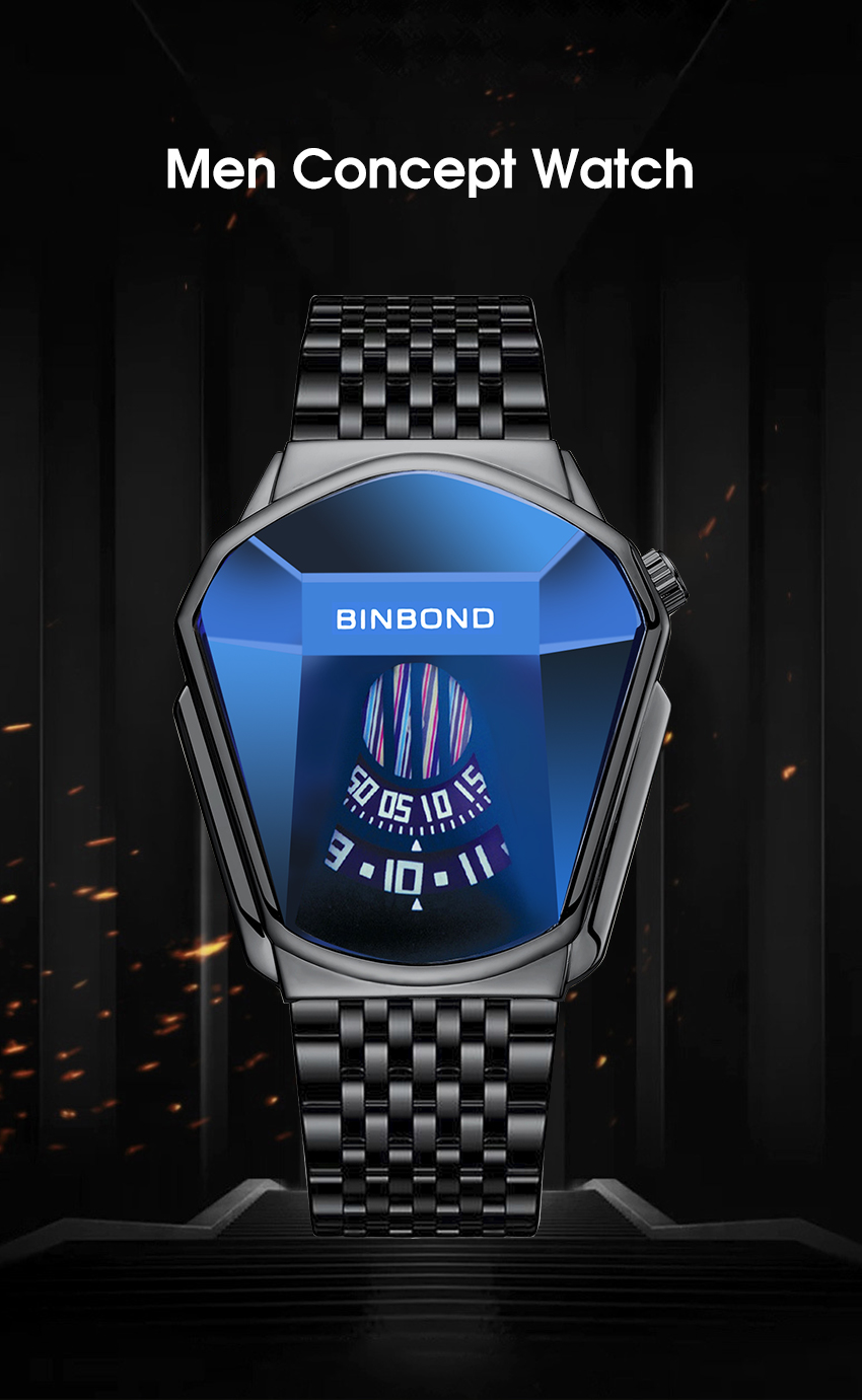 Picture of Top brand luxury business class high quality new collection binbond men watch-black