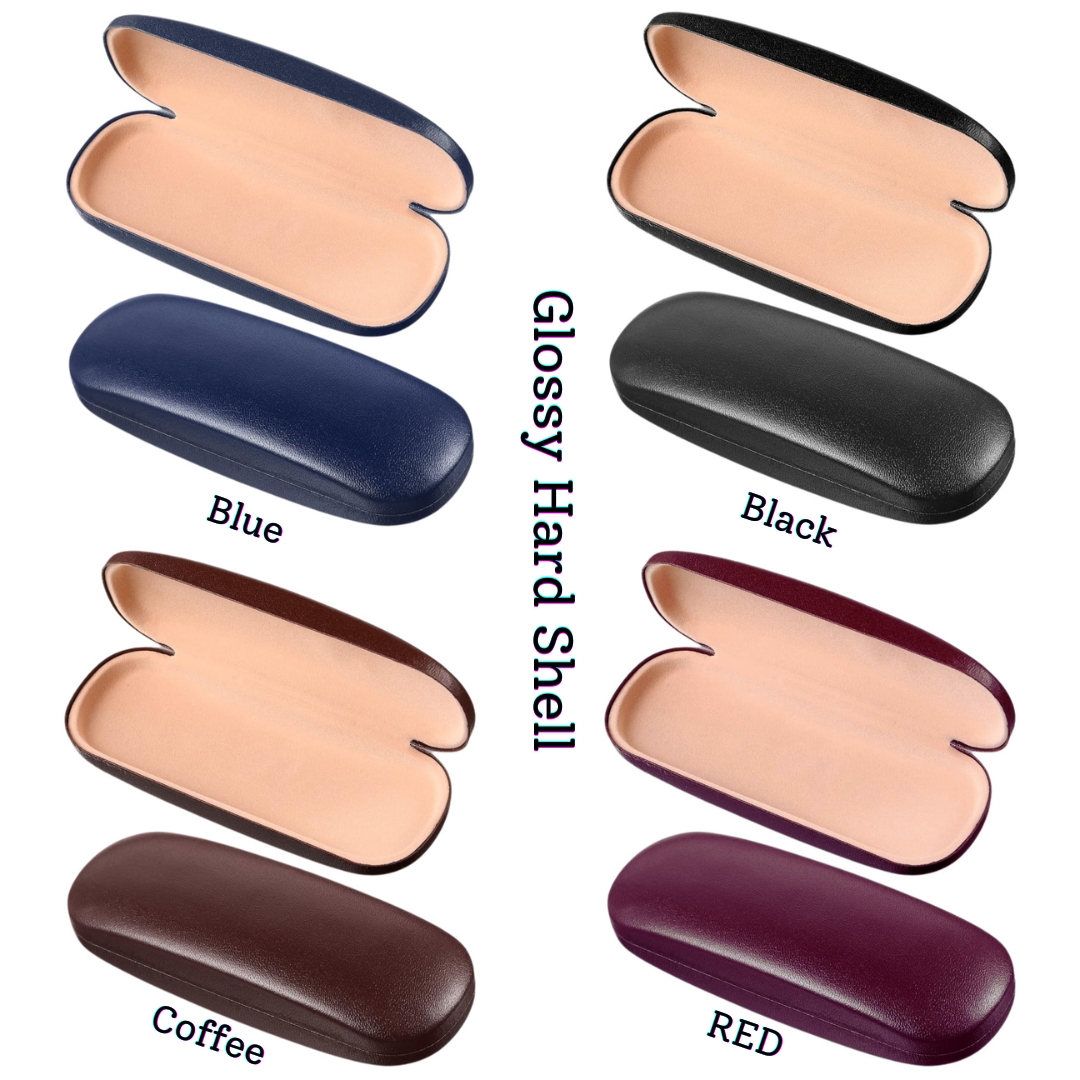 Picture of Glossy Hard Shell Eyeglasses Case, Portable Protective Glasses Cover Eyeglass Holder Box with Cleaning Cloth for Men Women HB6