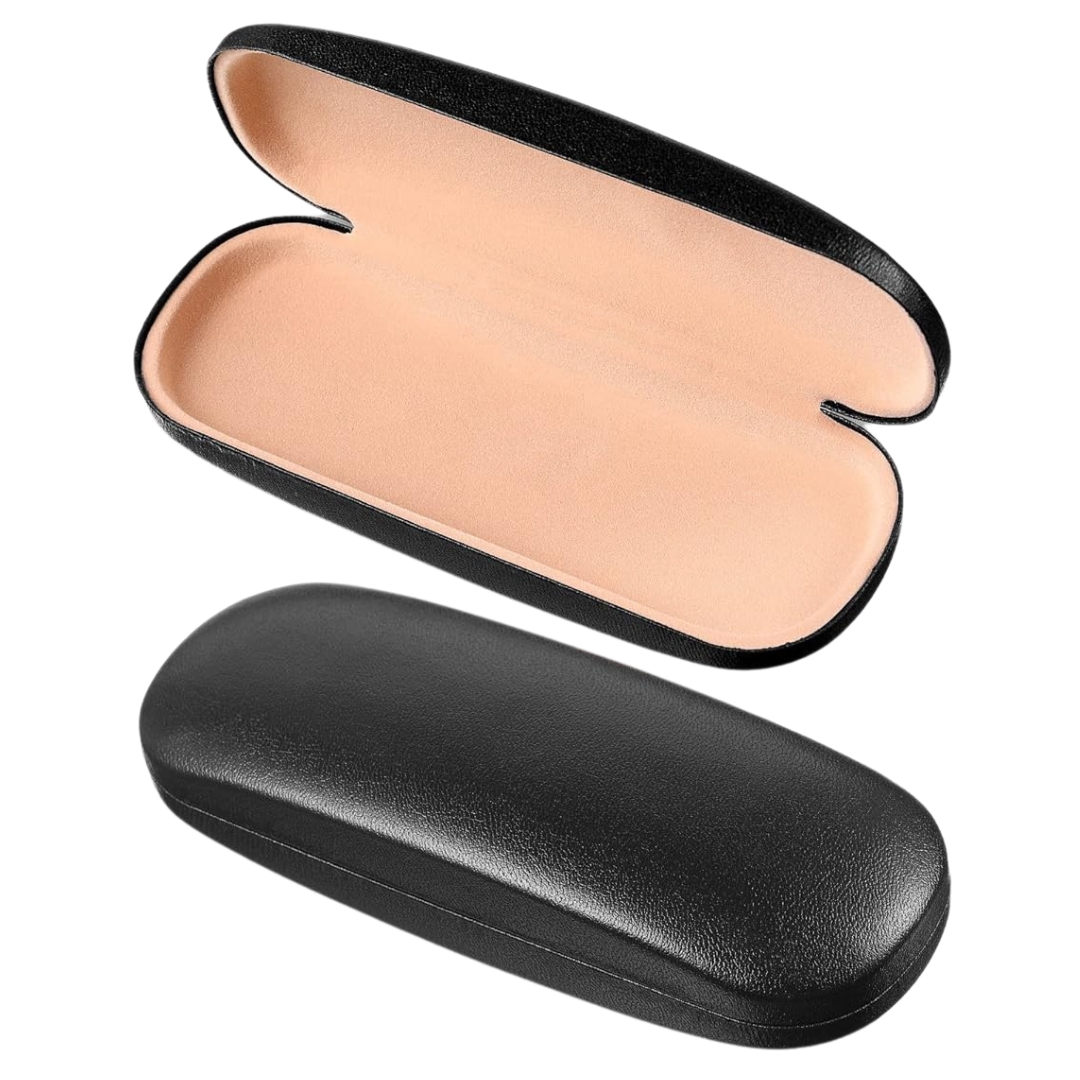 Picture of Glossy Hard Shell Eyeglasses Case, Portable Protective Glasses Cover Eyeglass Holder Box with Cleaning Cloth for Men Women HB6