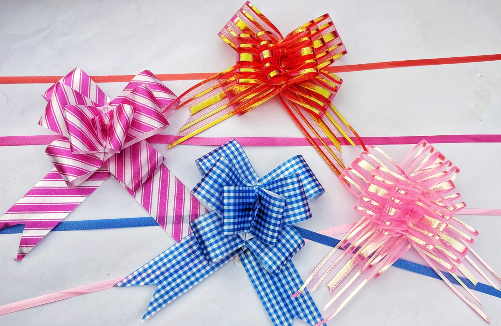 Picture of Gift Packing Pull Flower Ribbon for Gift Wrap and Decoration Multicolour Medium Size Gift Flower Ribbon