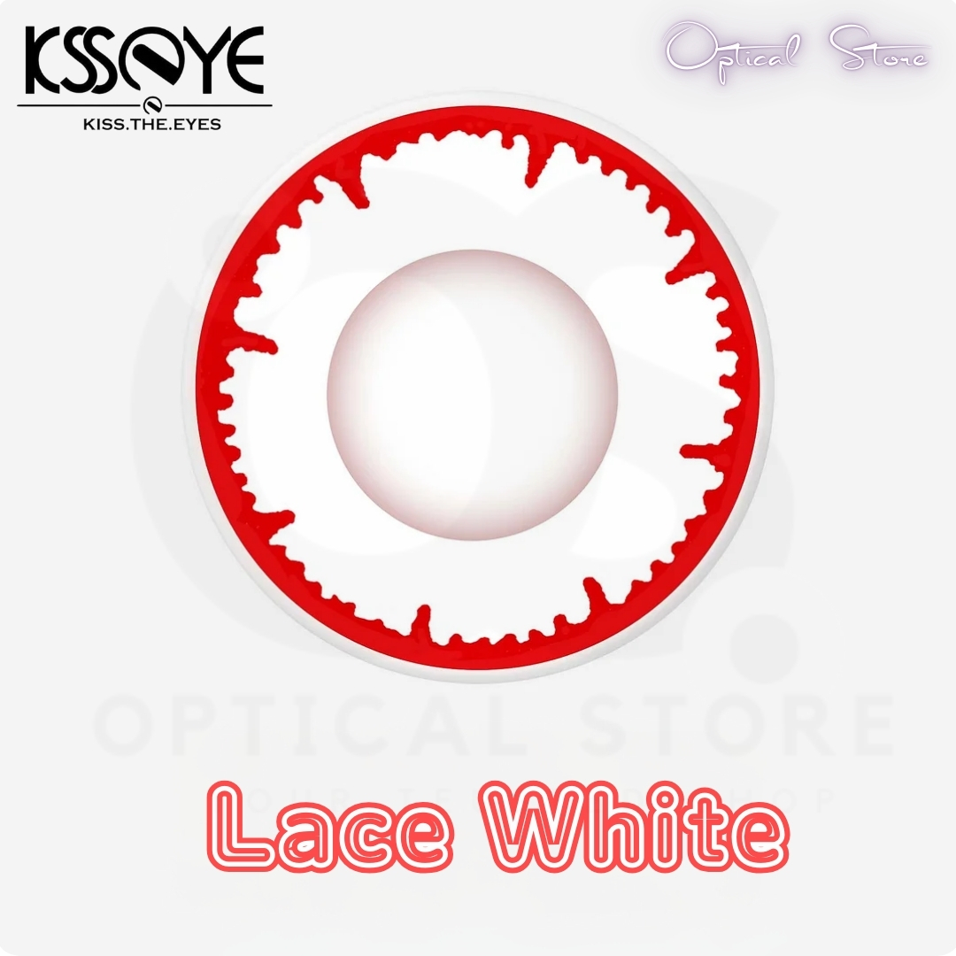 Picture of New Halloween Exclusive Lace White Color Contact Lens with regular kit box For men & women. !pair Lace white Halloween Contact Lens For Halloween Party,Cosplay,Anime and Costumes. Halloween Contact Lens. #lace.white