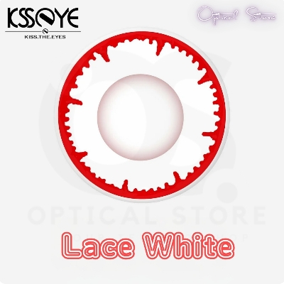 Picture of New Halloween Exclusive Lace White Color Contact Lens with regular kit box For men & women. !pair Lace white Halloween Contact Lens For Halloween Party,Cosplay,Anime and Costumes. Halloween Contact Lens. #lace.white