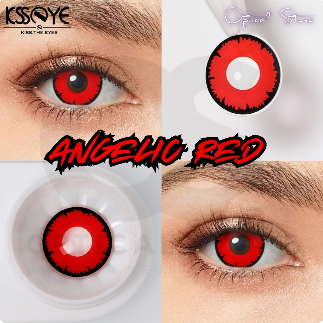 Picture of New Halloween Exclusive Angelic RED (Lighht Red) Color Contact Lens With Regular Kit Box For Men And Women. 1Pair Angelic Red (Light Red) Contact Lens For Halloween party, Cosplay,Anime And Costumes. #Light.red