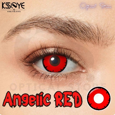 Picture of New Halloween Exclusive Angelic RED (Lighht Red) Color Contact Lens With Regular Kit Box For Men And Women. 1Pair Angelic Red (Light Red) Contact Lens For Halloween party, Cosplay,Anime And Costumes. #Light.red