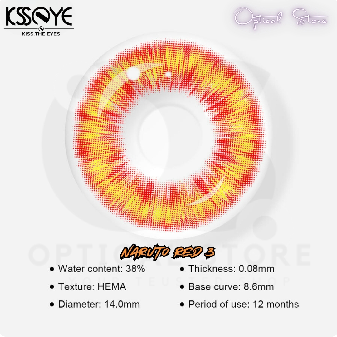 Picture of New Halloween Exclusive Naruto RED 3 (Diluc) Color Contact Lens With regular Kit Box For Men & Women. 1pair Naruto Red 3 (Diluc) Color Contact Lens For Cosplay,halloween Party,Anime And Costumes. Halloween Contact Lens. #Naruto.Red3