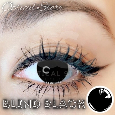 Picture of Cosplay Blind Black Color Contact Lenses With Regular Kit Box.For Men & Women.1pair Blind Black Halloween,Cosplay Party And Anime Costume. Halloween Contact Lens. #blind.black