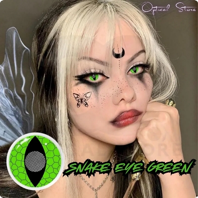 Picture of New Halloween Exclusive Snake Eye Green Color Contact lens with Regular Kit Box For Men & Women. 1Pair Snake Eye Green Color Contact Lens For Halloween Party,Cosplay,Anime and Costumes. Halloween Contact Lens #snake.eye.green.