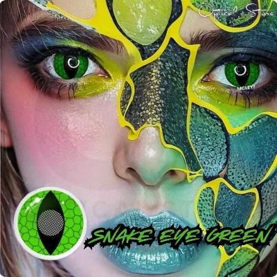 Picture of New Halloween Exclusive Snake Eye Green Color Contact lens with Regular Kit Box For Men & Women. 1Pair Snake Eye Green Color Contact Lens For Halloween Party,Cosplay,Anime and Costumes. Halloween Contact Lens #snake.eye.green.