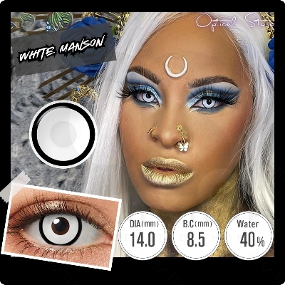 Picture of New Halloween Exclusive White Manson (White B/Edge) Color Contact lens with Regular Kit Box For Men & Women. 1Pair White Manson (White B/Edge) Color Contact Lens For Halloween Party,Cosplay,Anime and Costumes. Halloween Contact Lens. #white.manson
