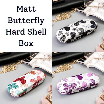 Picture of New Vimiss and Butterfly Design Printed Matt Hard Shell Glasses Case, Portable Protective Glasses Cover Eyeglasses Holder Box with Cleaning Cloth for Men Women #vimiss