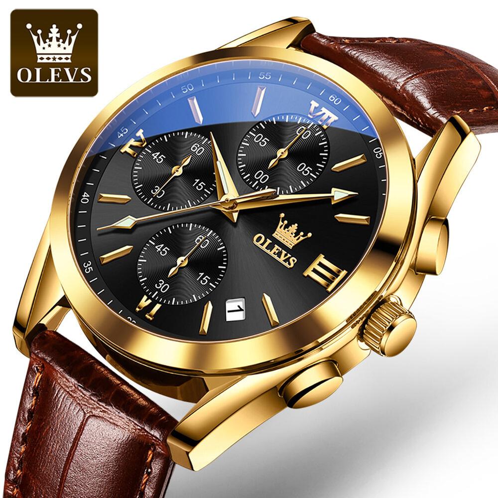 Picture of Olevs Men Watch Luxury Leather Luminous Hand Watch Cpy Leather Quartz Fashion Watch For Men