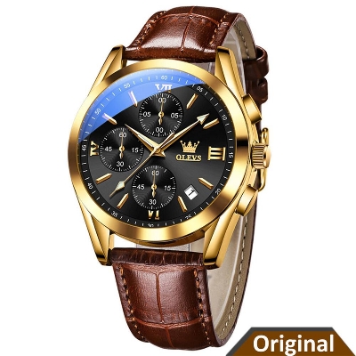 Picture of Olevs Men Watch Luxury Leather Luminous Hand Watch Cpy Leather Quartz Fashion Watch For Men