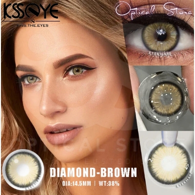 Picture of KSSEYE Diamond/Norko Brown Color Contact Lens with regular Kit Box For men & Women. Ksseye Diamond Series. #norko.brown