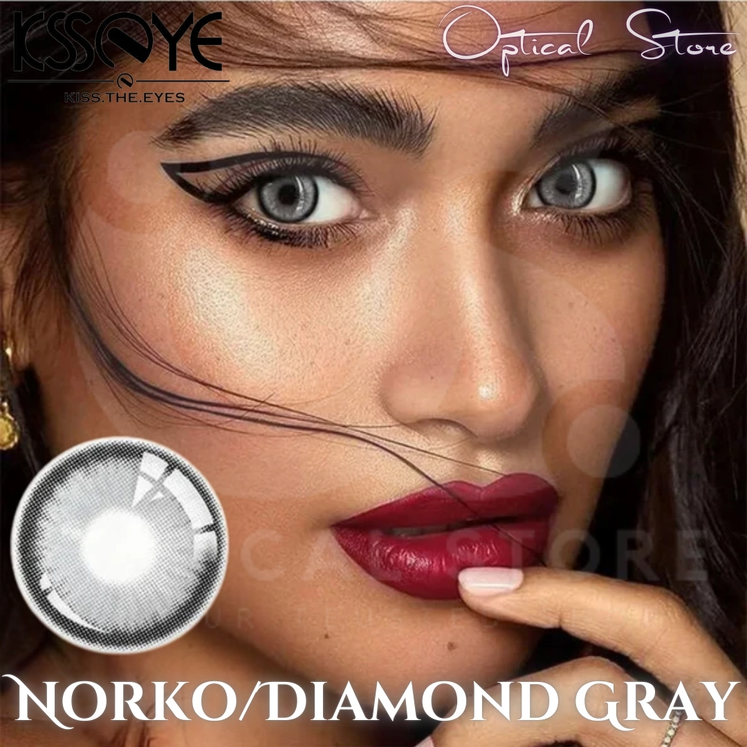 Picture of KSSEYE Diamond/Norko Gray Color Contact Lens with regular Kit Box For men & Women. Ksseye Diamond Series. #norko.gray