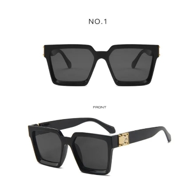 Picture of Sunglasees UV Protection Rectangular Stylish Sun Glasses for Men Women Black Lens
