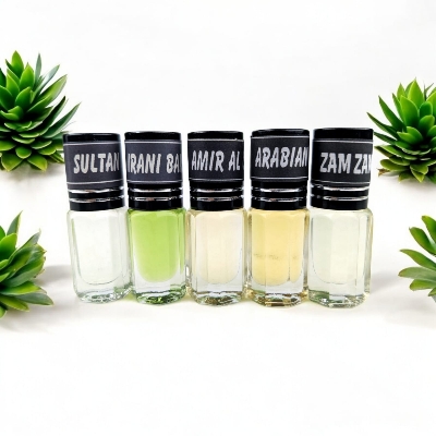 Picture of Arabian Fragrance Traditional Attar 5pcs different Fragrance combo attar perfume for Mens Non-alcohol Halal Perfume Package AA5