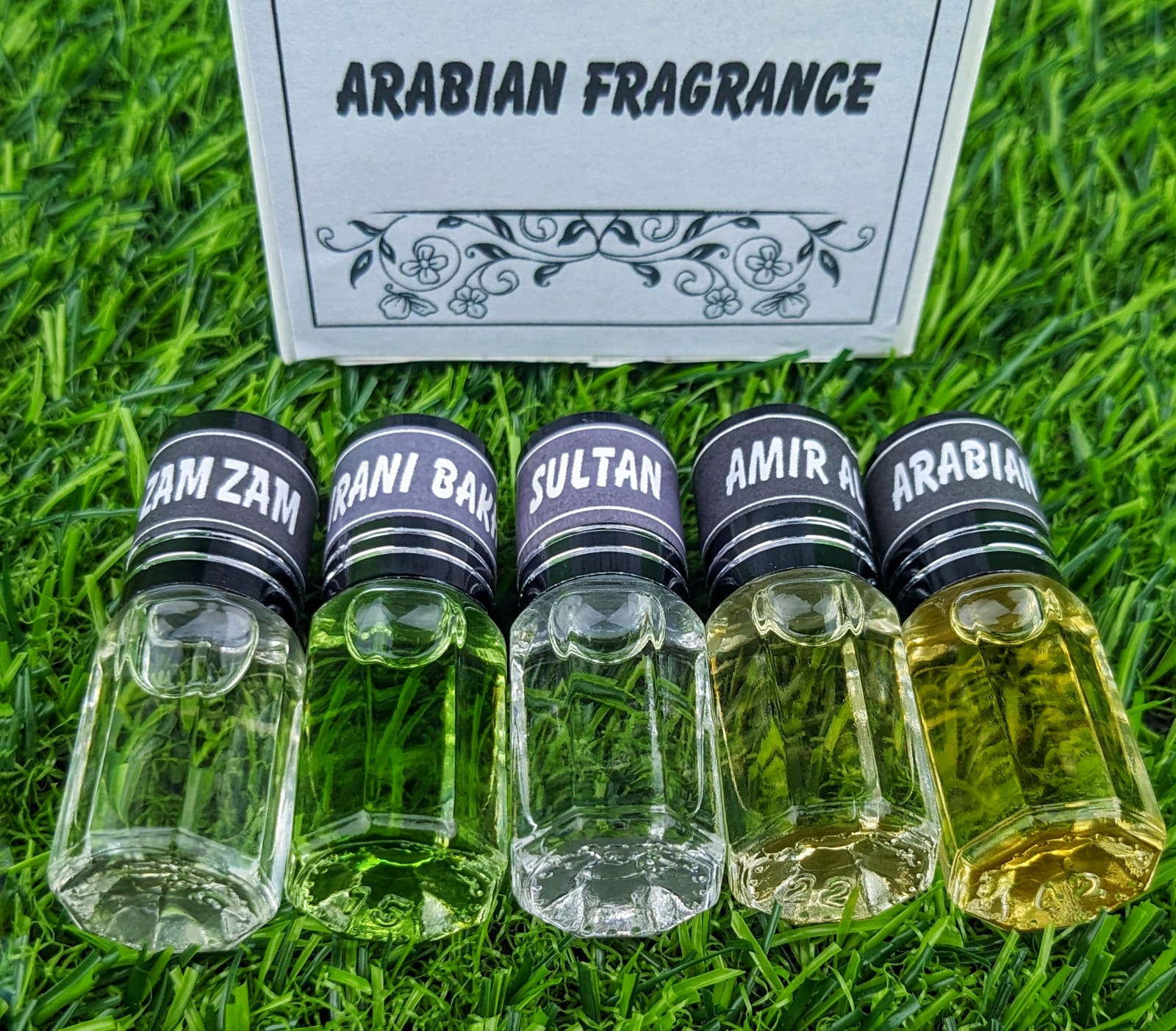 Picture of Arabian Fragrance Traditional Attar 5pcs different Fragrance combo attar perfume for Mens Non-alcohol Halal Perfume Package AA5