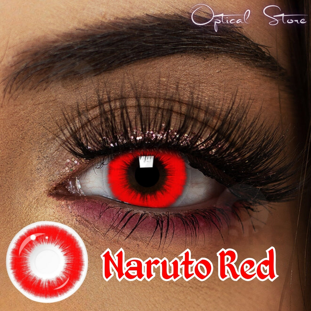 Picture of New Halloween Exclusive Naruto Red Color Contact Lens With regular Kit Box For men & Women.1pair Halloween Naruto Red Color Contact Lens For Cosplay,Anime,Halloween Party & Costumes.Ksseye Halloween Series. #naruto.red