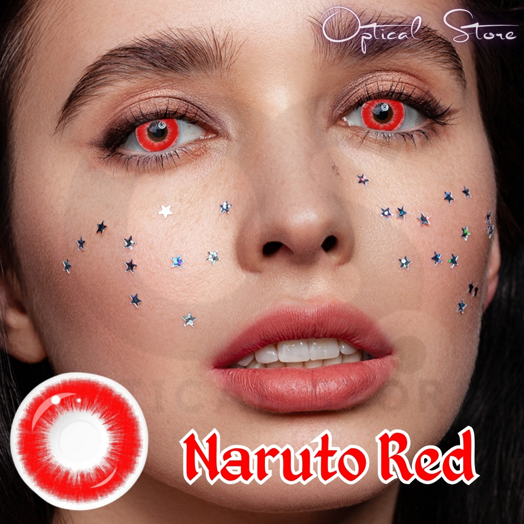 Picture of New Halloween Exclusive Naruto Red Color Contact Lens With regular Kit Box For men & Women.1pair Halloween Naruto Red Color Contact Lens For Cosplay,Anime,Halloween Party & Costumes.Ksseye Halloween Series. #naruto.red